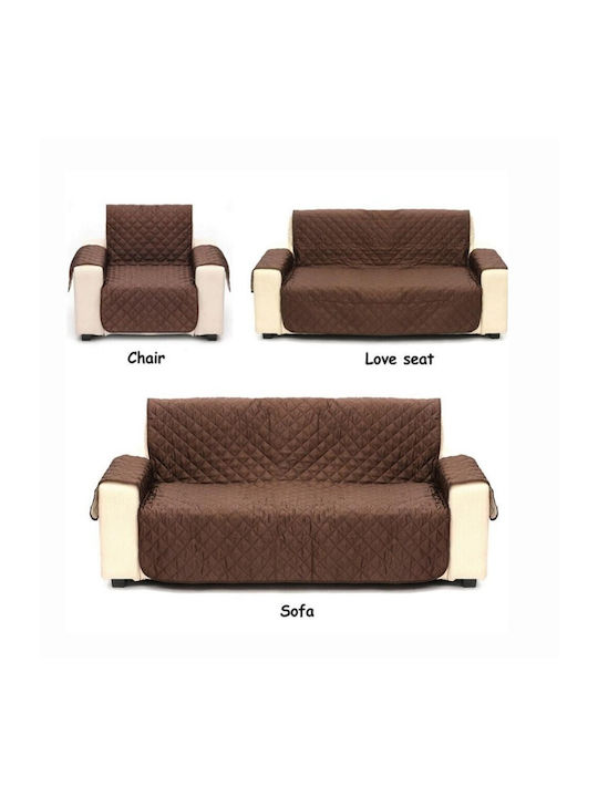 Elastic Cover for Two Seater Sofa Brown 160εκ. 1pcs