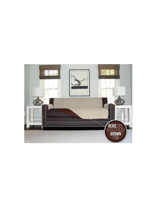 Elastic Cover for Two Seater Sofa Brown 160εκ. 1pcs