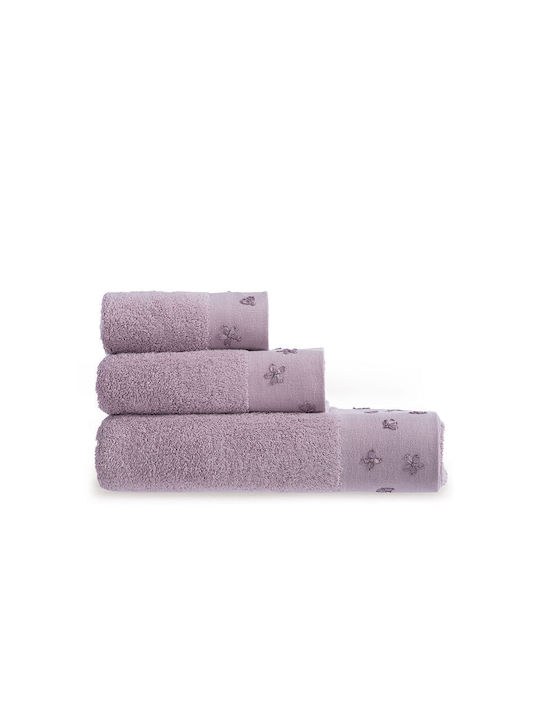 Nef-Nef Homeware 3pc Bath Towel Set Blossom 034509 Lilac Weight 550gr/m²