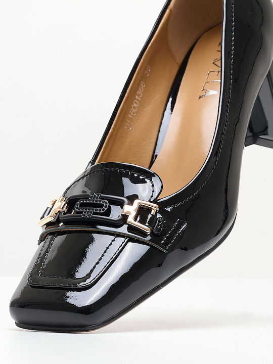 Favela Patent Leather Black Heels with Strap