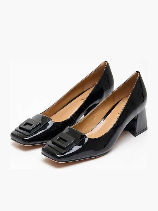 Troll Heels in Patent Leather with Strap Black
