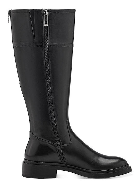 Leather Riding Boots with Zipper / Rubber Black