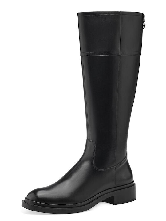 Leather Riding Boots with Zipper / Rubber Black