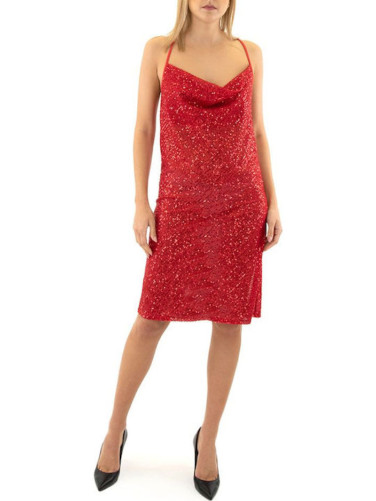 Dress Women  Καλοκαιρινό Midi Βραδινό Φόρεμα Ντραπέ Κόκκινο