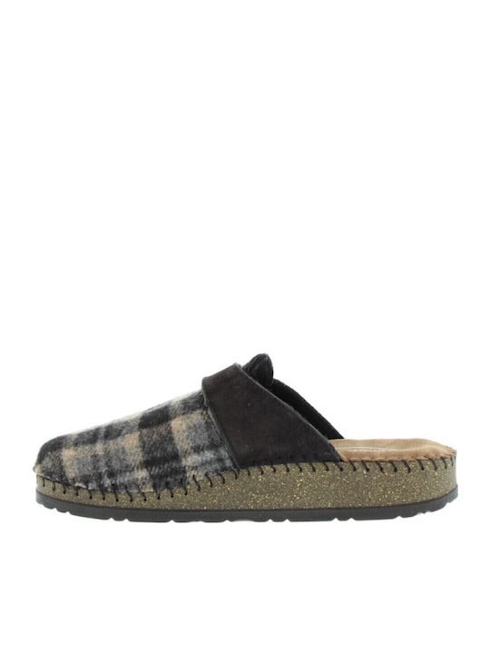Leather Winter Women's Brown Slippers