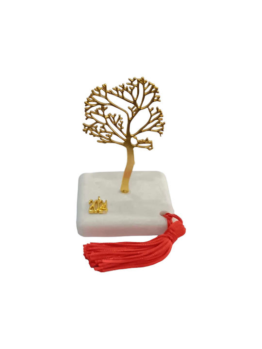 Handmade Tabletop Lucky Charm Little Tree Gold made of Stone 6x11cm 1pcs