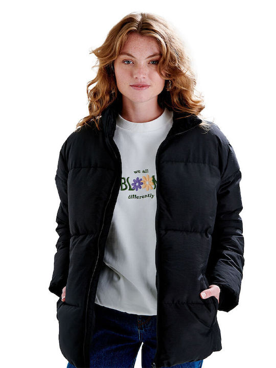 24 Colours Women's Short Puffer Jacket for Spring or Autumn Black