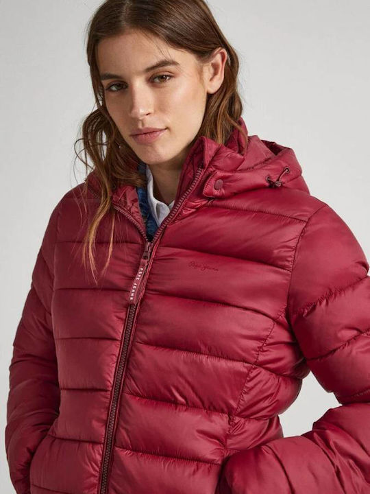 Maddie Women's Long Puffer Jacket for Winter Gray