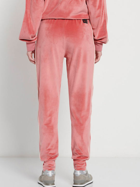 Funky Buddha Damen-Sweatpants Rosa Samt