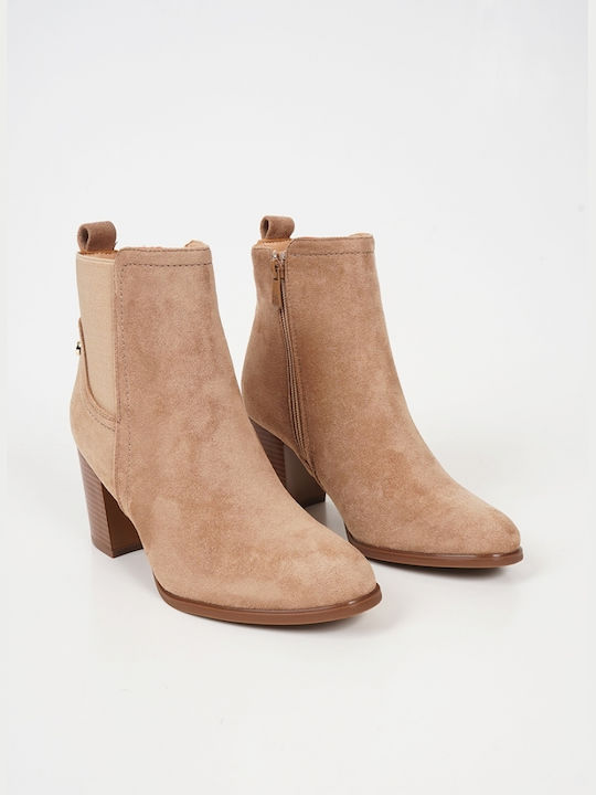 Piazza Shoes Suede Women's Ankle Boots Beige