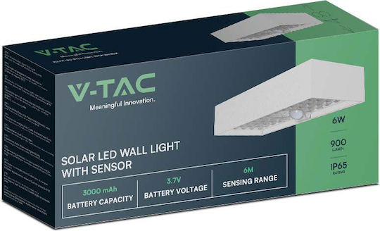 V-TAC Wall Mounted Solar Light 6W 900lm Natural White 4000K with Motion Sensor IP65 23cmx9.7cmx4.27cmcm