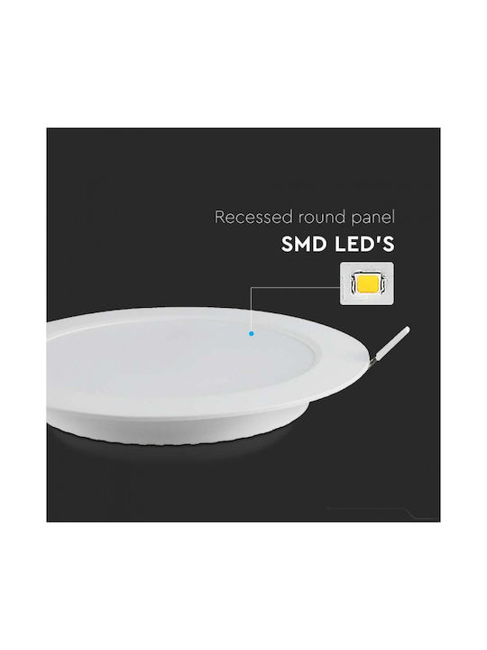 V-TAC Round Recessed LED Panel 24W with Cool White Light 6500K