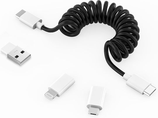 Diamandino Спирала USB към Lightning / Type-C / micro USB Кабел Син 1.5м (DMFC31001_9D32)