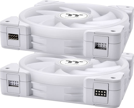 Thermaltake SWAFAN EX14 Sync White TT Premium Edition Reverse Blade Case Fan 140mm (2000rpm / 81.6cfm) με ARGB Φωτισμό και Σύνδεση 4-Pin PWM 3τμχ Λευκό