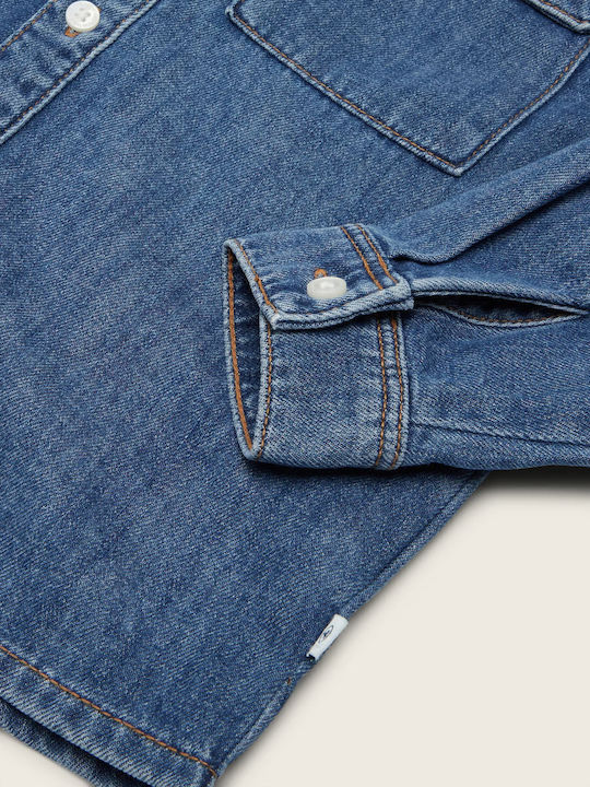 Kinder Hemd Langarm Denim Blau