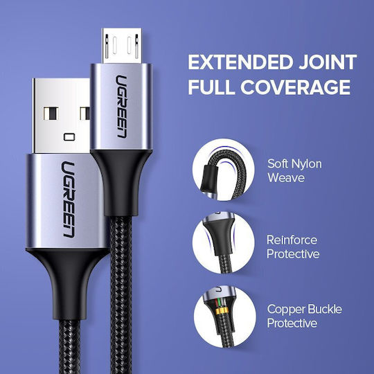 Ugreen US290 1.5m Braided USB 2.0 to micro USB Cable White (60152)