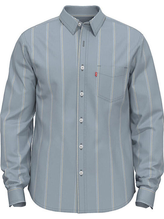 Classic 1 Long-sleeved Cotton Shirt Striped Light Blue