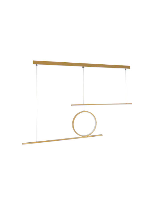 GloboStar Tereza Pendant Light Gold LED with Warm to Cool White Light Rail 110x34cm