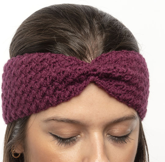 Γυναικείο Headband Πλεκτό σε Μπορντό χρώμα