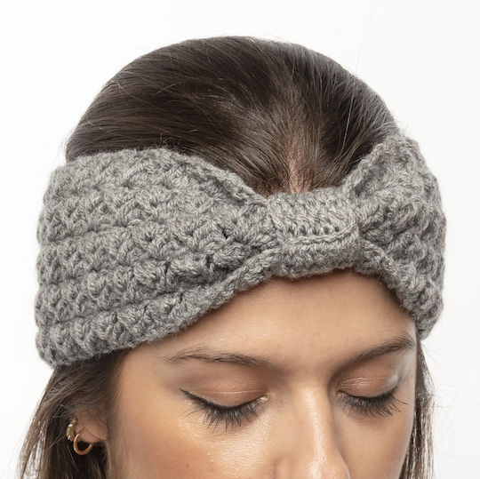 Γυναικείο Headband Πλεκτό σε Γκρι χρώμα