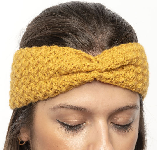 Headband Knitted in Yellow color