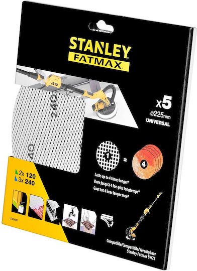 Stanley Exzenterschleifer-Schleifblatt 225x225mm Set 5Stück