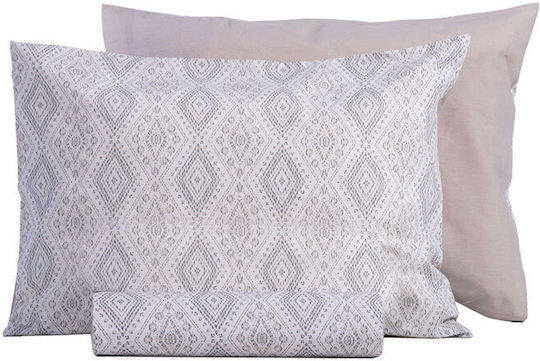 Nef-Nef Homeware Комплект Плик за Завивка Памучен Единичен с Калъфка 170x240 Shreder Ecru