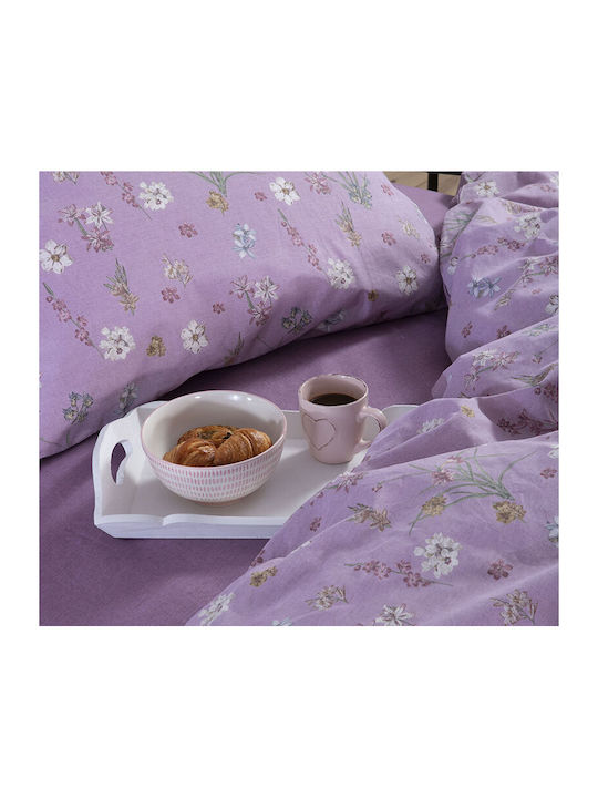 Nef-Nef Homeware Duvet Cover Set Cotton Single with Pillowcase 170x240 Serendipity 034390 Mauve