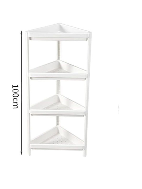 Sidirela Corner Floor Bathroom Shelf Plastic with 4 Shelves 32x32x100cm