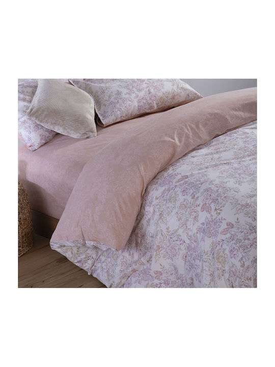 Nef-Nef Homeware Duvet Cover Set Cotton King with 2 Pillowcases 240x230 Frezia 034401 Salmon