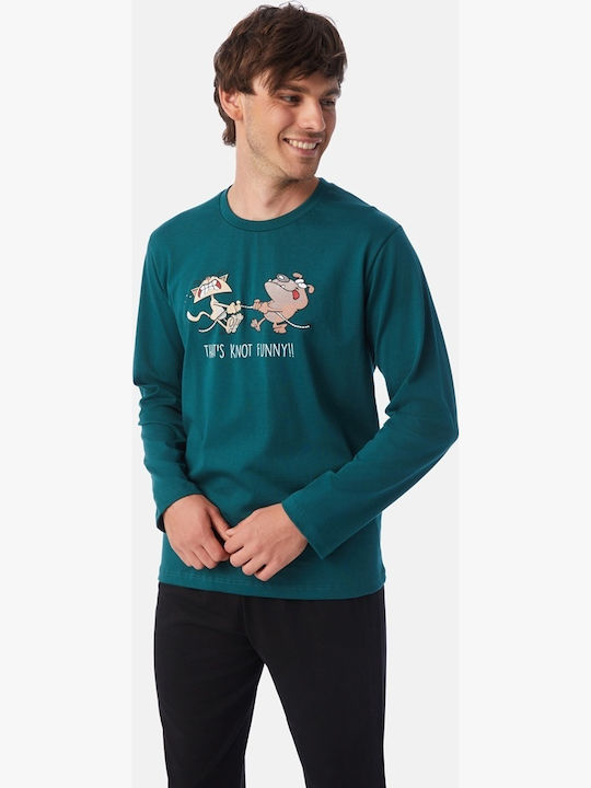 Minerva Not Funny Men's Winter Pajamas Set Green