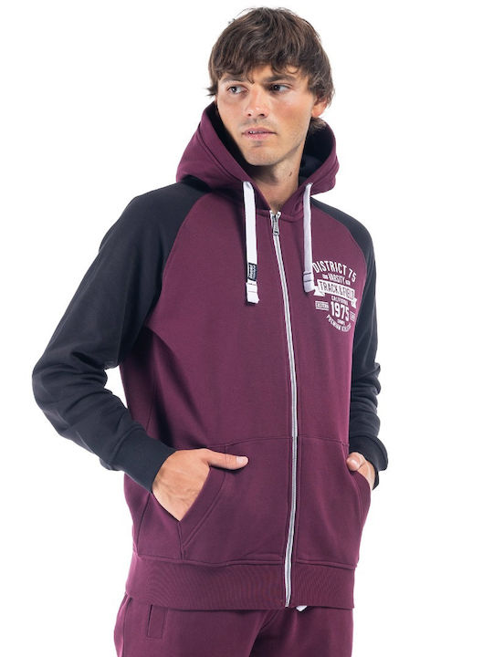 District75 Herren Sweatshirt mit Kapuze Burgundisch