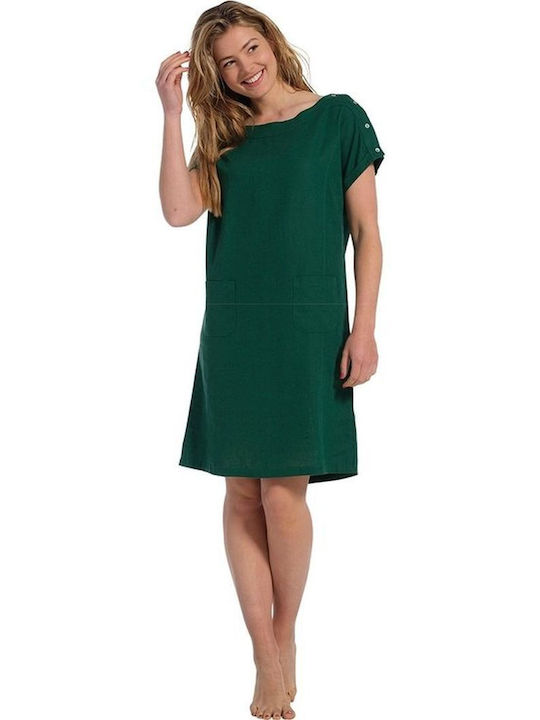 Φόρεμα κοντομάνικο έως το γόνατο με τσέπες - Sunny day - 16231-218-2 Πράσινο Pastunette