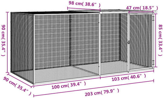 vidaXL Metallic Poultry Coop L2.03 x W0.98 x H0.9m