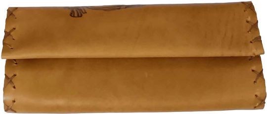 One Tobacco Pouch Made of Brown Artificial Leather Handmade with Magnetic Closure