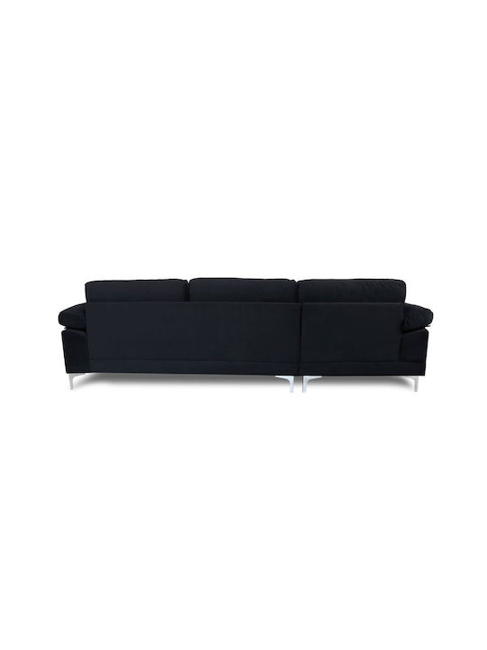 Alex Corner Sofa with Right Corner Black 264x132x75 cm