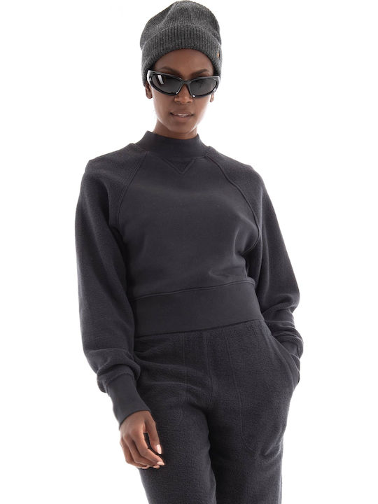 Tracey Mixed Crewneck Cropped Women's Sweatshirt Gray