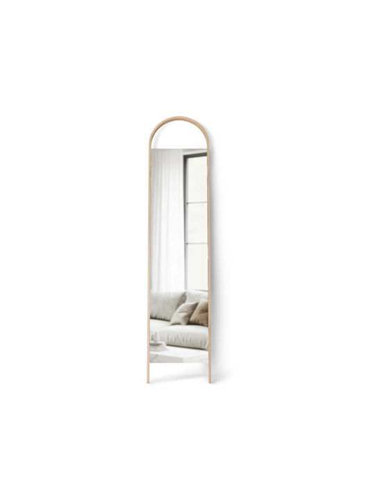 Umbra Oglindă De Podea Arcuită Cu Cadru Din Lemn Bej 196x45cm