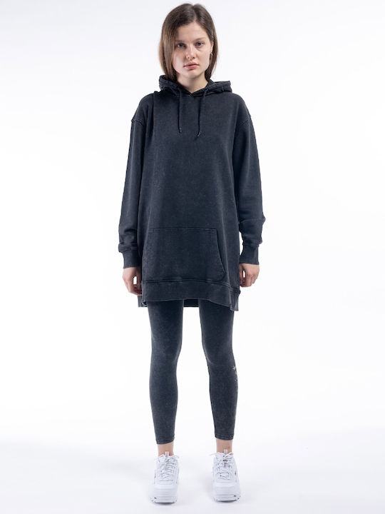 Lang Damen Sweatshirt Kapuzen Schwarz