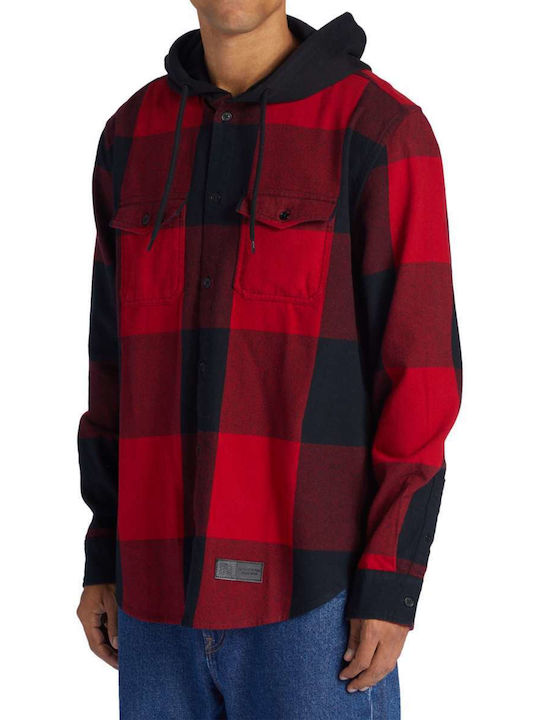 Ruckus Hooded Μακρυμάνικo Φανελένιο Πουκάμισο Καρό Μαύρο