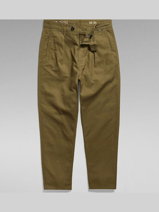 Pantalon Barbat Chino Relaxed Fit Kaki Plisat