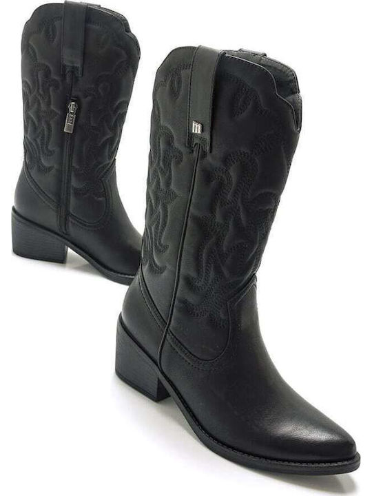 Damenstiefel Cowboy mit Mittelhohem Absatz Schwarz