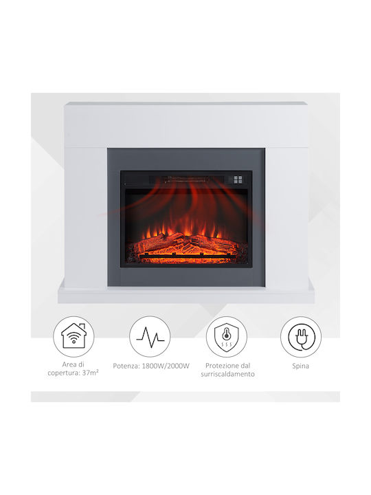 HomCom Wandmontiert Elektrischer Kamin 2000W 87.5x113cm Weiß