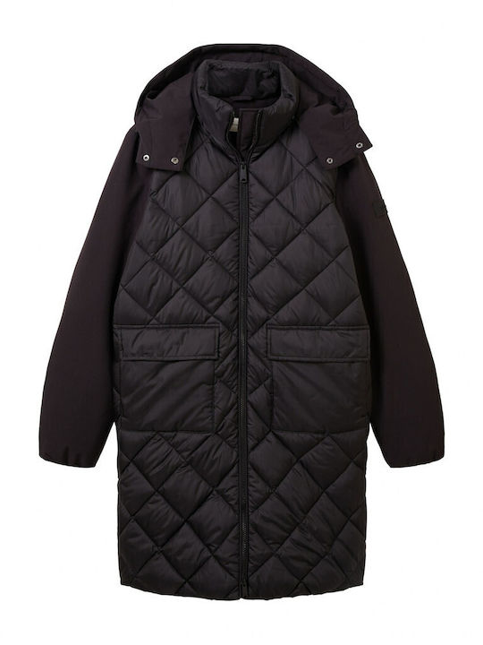 Women's Short Puffer Jacket for Spring or Autumn Black