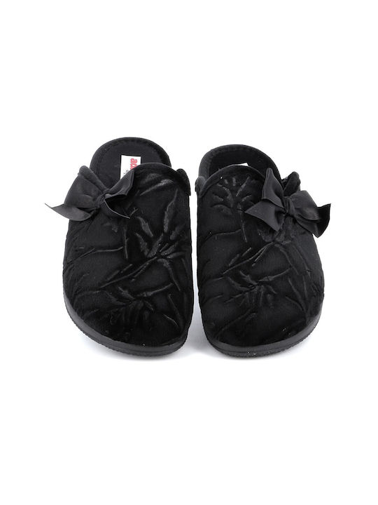 Adam's Shoes Χειμερινές Γυναικείες Παντόφλες σε Μαύρο Χρώμα