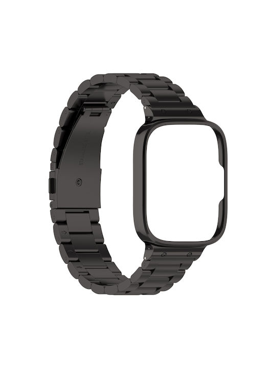 Stainless Steel Protective Frame Λουράκι Ανοξείδωτο Ατσάλι Μαύρο (Redmi Watch 3 Active)