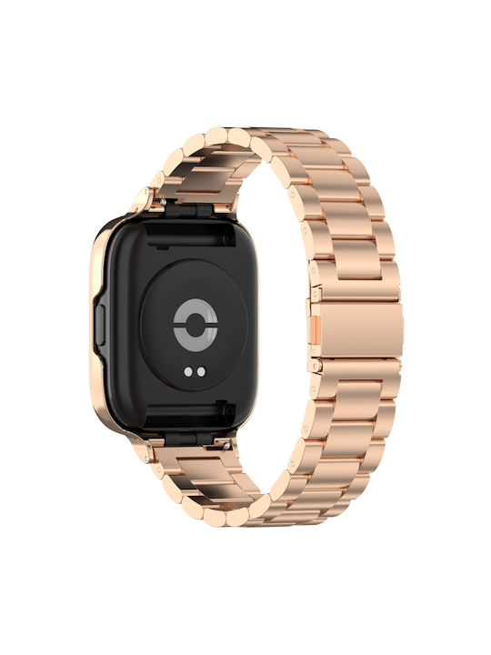 Stainless Steel Protective Frame Λουράκι Ανοξείδωτο Ατσάλι Ροζ Χρυσό (Redmi Watch 3 Active)