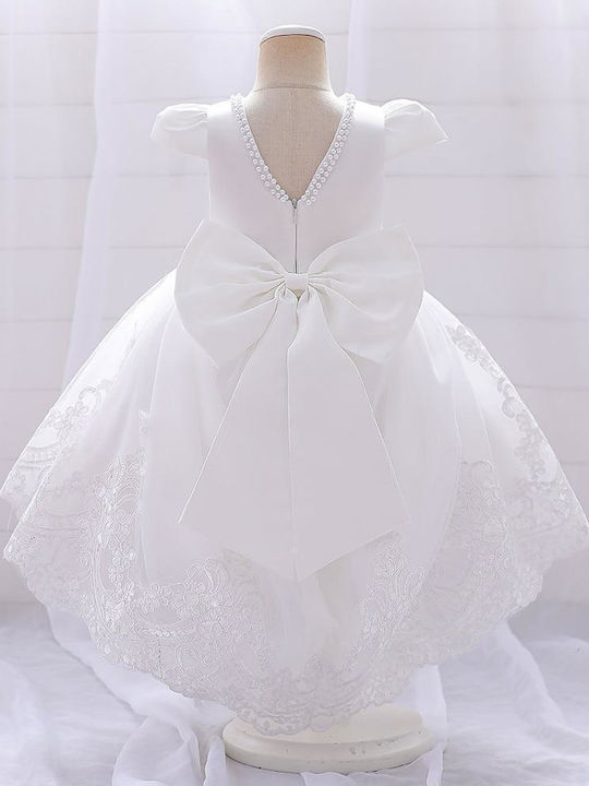 Girls Sleeveless Dress with Lace For Flower Girls White