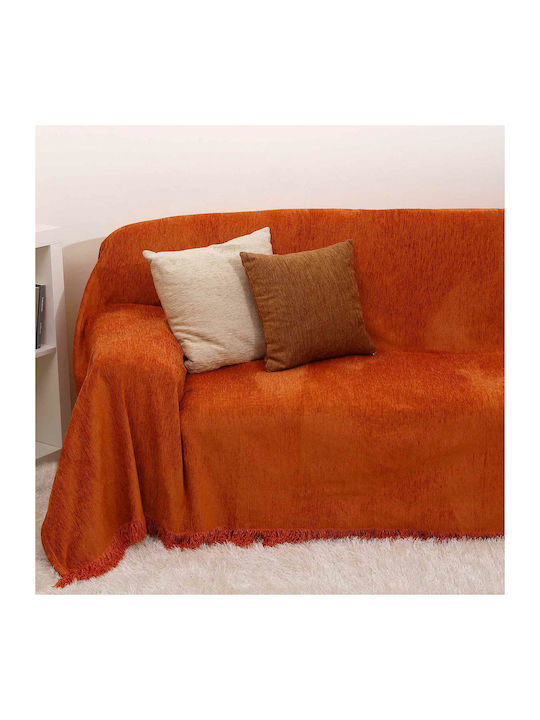 Anna Riska 1300 Ριχτάρι Πολυθρόνας Chenille 150x180εκ. Terracotta