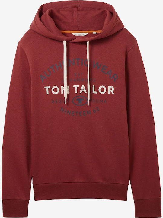 Tom Tailor Herren Sweatshirt mit Kapuze Burgundisch